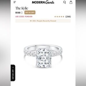 Modern Gents - The Kylie - Elegant Radiant-Cut Sterling Silver Engagement Ring